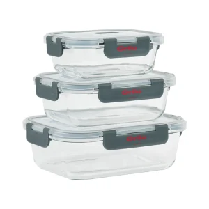 Conjunto de 3 Caixas Herméticas de Vidro - 1000/640/370 ml