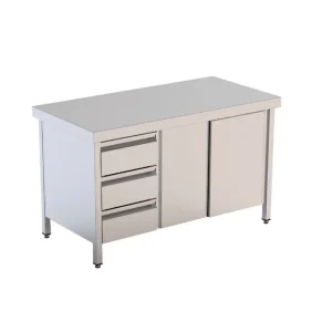 Mesa Trabalho Central c/Portas e Gavetas à Esquerda - MTCPCAJI-600